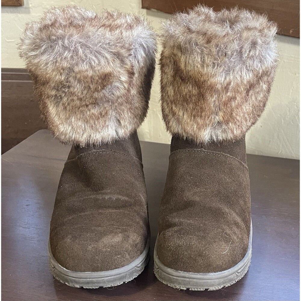 Minnetonka Suede Faux Fur Ankle Boots Brown Women's Size 6M - Picture 4 of 7